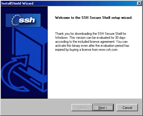 การติดตั้งโปรแกรม Secure Shell Client บน Windows 98